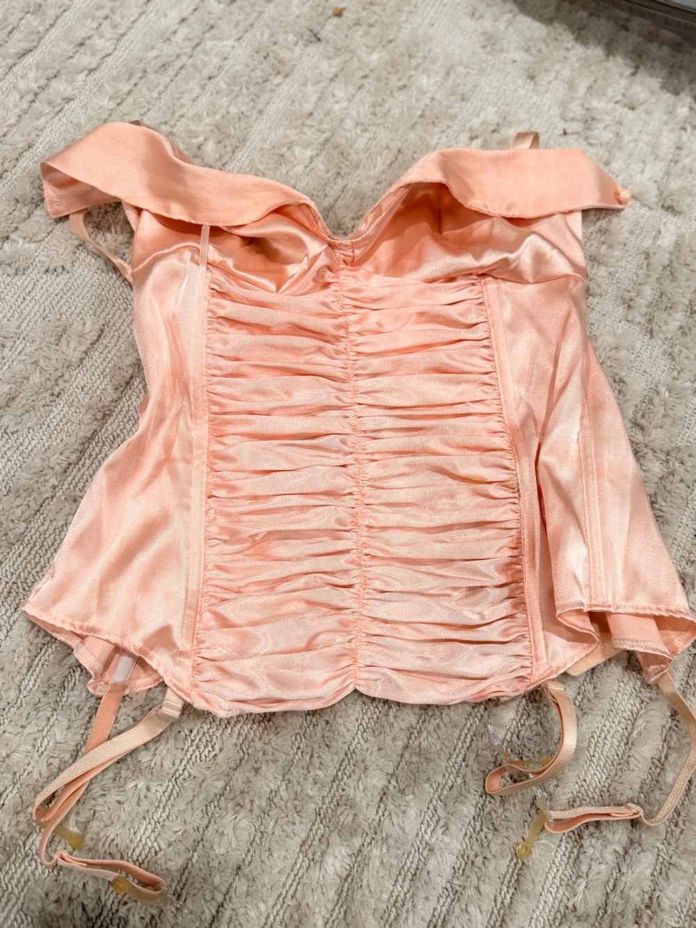 Leg Avenue Peach Satin Ruched Chemise